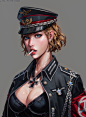 00092-555963858-weapon, 1girl, Officer, With a cigarette in his mouth, Blond hair, Military uniform, Military cap, Smoke, The cross