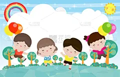 矢量,舞蹈,模板,儿童,进行中,乐趣,幸福,绘画插图,游乐场
