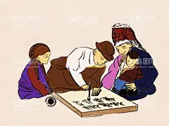 藏族人物插画  - 源文件下载【酷图网】藏族,藏式,藏装,插画,手绘,