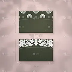 名片是深绿色的，带有希腊白色的装饰，用于您的联系人。