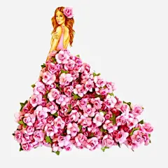 创意花裙高清素材 创意 卡通美女 手绘美女 美女 花朵裙子 花裙 裙子 长发美女 元素 免抠png 设计图片 免费下载 页面网页 平面电商 创意素材