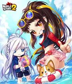 #메이플스토리2# #冒险岛2# 
[일러스트] 하태핫태! 시~원한 바다를 느껴봐~!
炎炎夏日，送上新壁纸来降温！