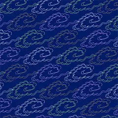 素雅手绘大气高端蓝新中式花朵插画