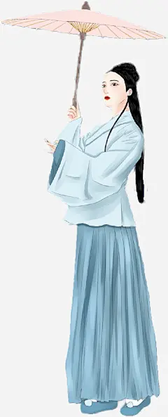 手绘打伞的美女_新图网 https://ixintu.com 手绘 美女 古典 古装