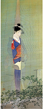 日本女画家上村松园绘画欣赏（1875－1949）——她12岁小学毕业，  进入京都府画院学习，  因不喜学校样板教学，  遂退学师从铃木松年，  后又拜师幸野梅岭与竹内栖凤等大师。15岁参展时，  她画了一幅《四季美人图》。  英国阿瑟亲王看后惊诧不已，  当即高价买下收藏。  她顿时声名鹊起。