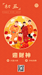 牛年春节习俗套系初五手机海报
