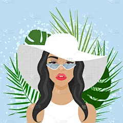 帽子,可爱的,女人,自然美,头发,夏天,太阳镜,复古,花