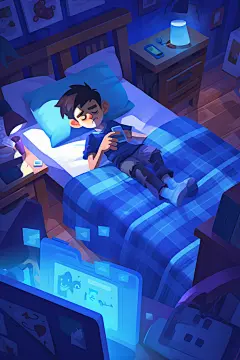 睡眠日人物形象插画