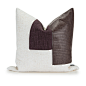 现代样板房沙发的靠垫自然风靠包浅米麻质织拼接紫色肌理欧式抱枕-淘宝网