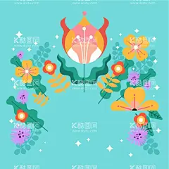 植物花卉背景  - 源文件下载【酷图网】壁纸,花卉,植物,卡通,清新花朵背景,春天手绘壁纸