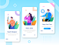 Help Freelancers Find Work Onboarding App gradients flat mobile app device uiuxdesigner leaf uiux onboarding colorful gradient people character app web design illustration