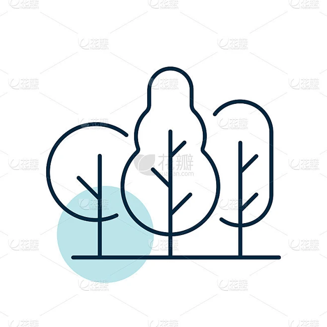 落叶林矢量图标。自然标志素材-花瓣网