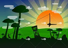 时间 幻想 拉 超现实的 手表 指针 太阳 日落 绿色 梦