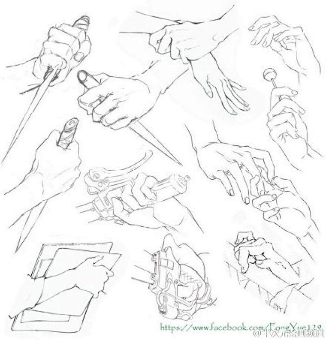 #绘画教程# #参考# 手部的多角度参考...