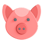 小猪 渲染剪纸风卡通动物3D图标
