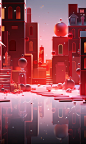 Christmas animation christmas christmas animation christmas eve animation christmas fazer cd cd cd efccccccdc, in the style of serge najjar, rendered in cinema4d, carl kleiner, bright color blocks, cityscape, light red and pink, energy-filled illustration