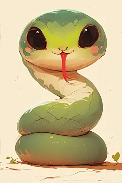 AI数字艺术蛇年可爱小青蛇插画