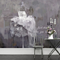 灰色系定制婚纱店墙纸 服装店商场背景墙壁纸 工装抽象个性壁画-淘宝网