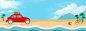 蓝色夏令营自驾游海滩大海背景背景图片素材