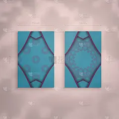 蓝绿色的名片模板与复古紫色饰品为您的个性。