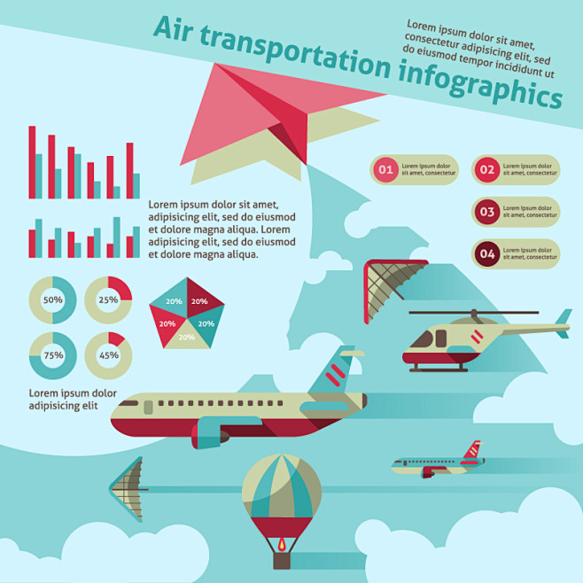 创意航空运输商务信息图矢量素材，素材格式...