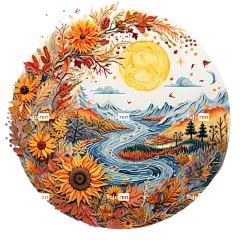 九月春分秋分夕阳山水