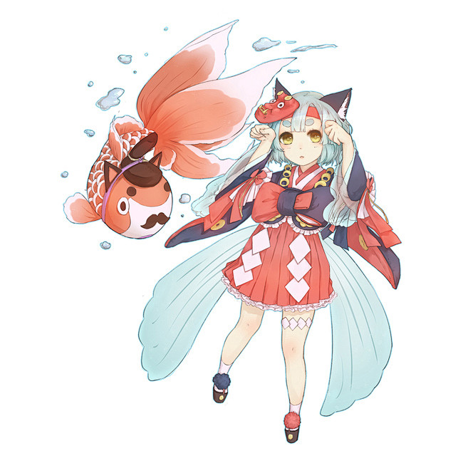 阴阳师手游 金鱼姬 同人图 插画 壁纸 ...