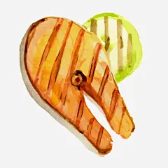 手绘彩绘烤鱼高清素材 BBQ 卡通 彩绘 手绘 柠檬片 烤鱼 烧烤 食物 免抠png 设计图片 免费下载