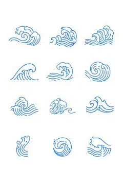 线性浪花海浪波浪线条插画元素