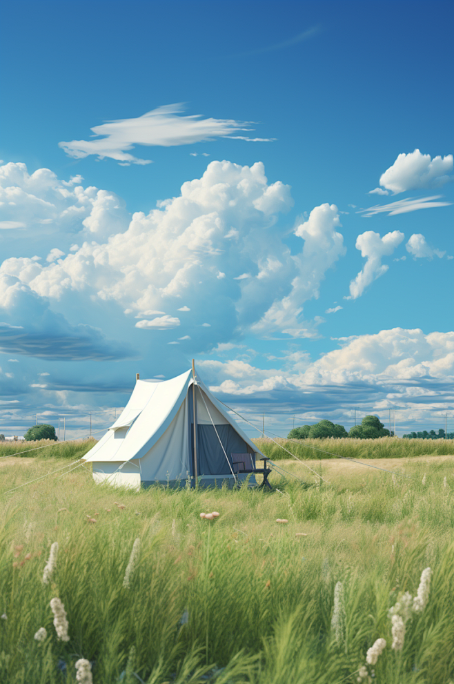 AI数字艺术户外帐篷露营野营旅行摄影图-...