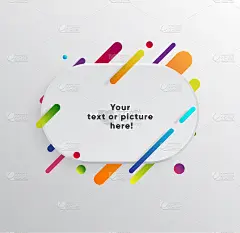 矢量背景与纸卡和抽象的彩色形状。时髦的霓虹线条和圆圈。