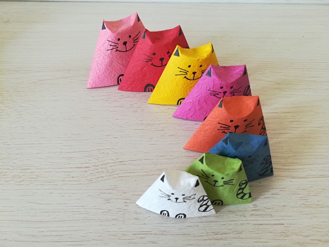 小猫咪排排站，折纸