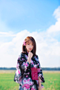 清新的和服女生麦田唯美1