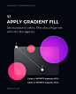 Photo by UX Bucket | Top UI/UX Designs on April 14, 2021. May be an image of text that says 'UXMISFIT. 02 APPLY GRADIENT FILL Use translucent colors. They play a huge role when the blur appears. Color 1: #FFFFFF (opacity 40%) Color 2: #FFFFFF (opacity 10%