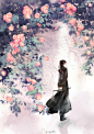 #魔道祖师# #蓝忘机# #魏无羡# 商稿的背景，觉得正好适合忘羡夫夫，挪用一下~