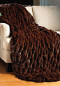 Mink faux fur throw - mahogany, Velvet lined  (60" x 89")