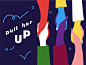 ILLUSTRATION: Women's hands grasping each other, with text reading "Pull her up"