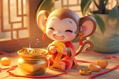 十二生肖Q版猴立体动物形象