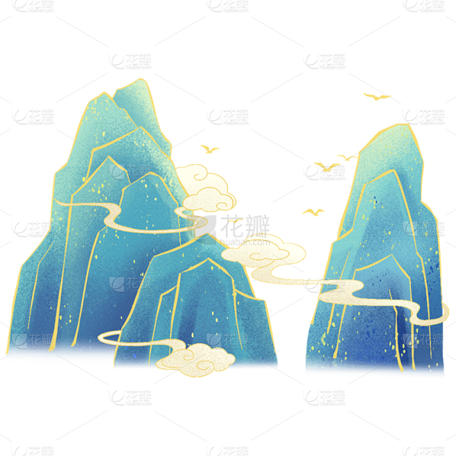 中国风中式国潮插画山水元素素材