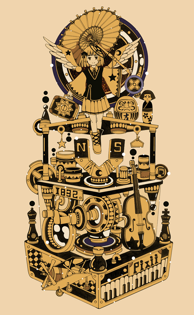 haim原创蒸汽朋克插画机械steampunk蒸汽街的秘密steamstreet
