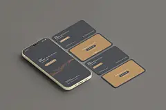 卡片设计手机屏幕名片明信片样机