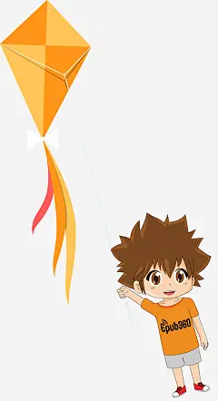 放风筝的男孩免抠素材_新图网 https://ixintu.com 人物 人物插画 卡通人物 插画 放风筝 男孩 风筝