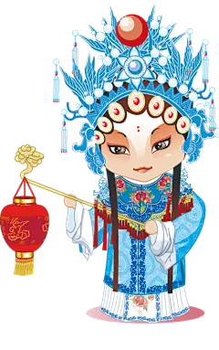 手绘卡通脸谱京剧戏剧人物免扣素材PNG