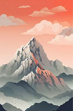 AI数字艺术手绘雪山二十四节气小寒插画