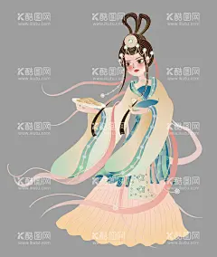 古风仙女  - 源文件下载【酷图网】古风,女孩,仙女,嫦娥,矢量,古装女孩,