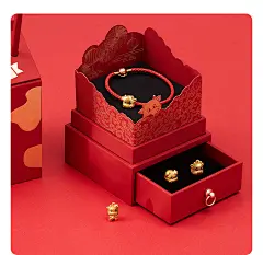 潮宏基 Lucky Bull潮吉牛 黄金挂坠足金吊坠硬金转运小红书 丷 X-tmall.com天猫