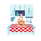 烹饪烘焙食物的女士 扁平化UI人物PNG免抠图