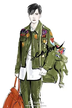 时尚帅气的男明星小鲜肉人物插画图片