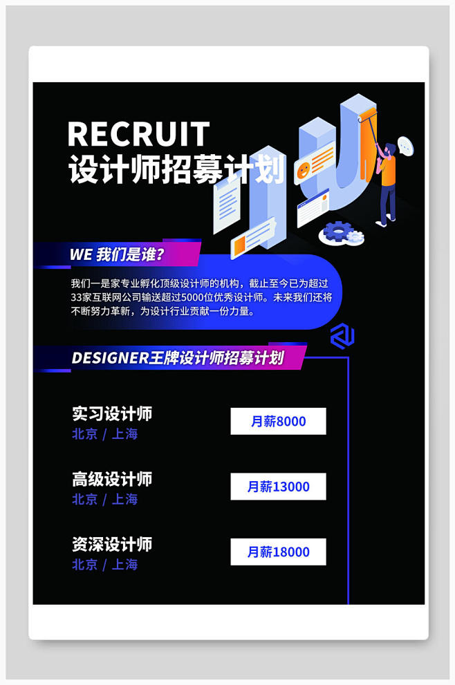 设计师招募计划招聘海报-众图网