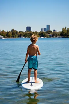 浆板冲浪运动儿童摄影图